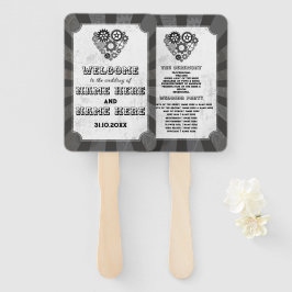 Trouwprogramma Hand Fan Steampunk Wedding Heart Handwaaier