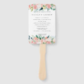 Trouwprogramma Hand met Blozende Zomer Bloemen Handwaaier (Voorkant)