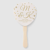 Trouwprogramma handventilator met roze gouden conf handwaaier (Voorkant)