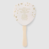 Trouwprogramma handventilator van roze goud confet handwaaier (Achterkant)