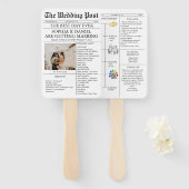 Trouwprogramma in krantenstijl met fototijdlijn handwaaier (Voorkant en achterkant)