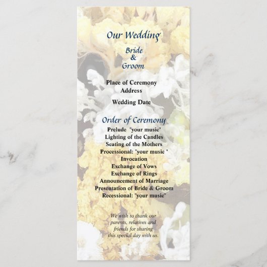Trouwprogramma 'Mand met gedroogde bloemen' Programma (Voorkant)