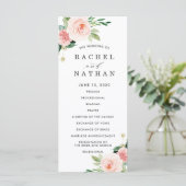 Trouwprogramma met bloeiende bloemen in blush witt programma (Staand voorkant)