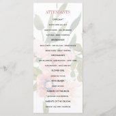 Trouwprogramma met blozende bloemen en roze goud programma (Achterkant)