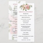 Trouwprogramma met blozende bloemen en roze goud programma (Voorkant / Achterkant)
