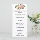 Trouwprogramma met blozende bloemen en roze goud programma (Staand voorkant)