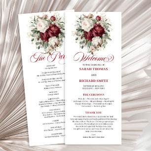 Trouwprogramma met Premium Blush Burgundy Bloemen Programma