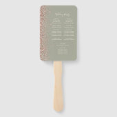 Trouwprogramma met saliegroene rand van roze goude handwaaier (Achterkant)