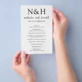 Trouwprogramma met vet monogram zwart en wit flyer (Hand)