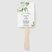 Trouwprogramma met Witte Rozen en Gipsbloemen Handwaaier (Voorkant)