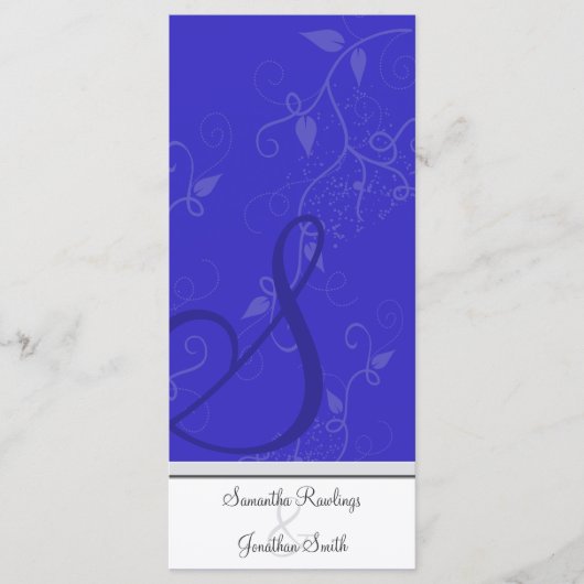 Trouwprogramma - Monogram Royal Blue Floral Programma (Voorkant)