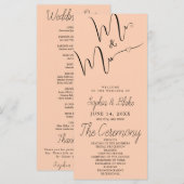 Trouwprogramma Mr & Mrs Minimalist Abrikoos (Voorkant / Achterkant)