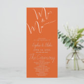 Trouwprogramma 'Mr & Mrs Minimalist Fire Orange' (Staand voorkant)