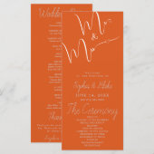 Trouwprogramma 'Mr & Mrs Minimalist Fire Orange' (Voorkant / Achterkant)
