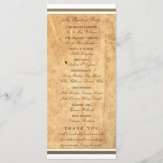 Trouwprogramma op papier met anker uit de scheepva programma (Achterkant)