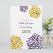 Trouwprogramma Paarse Gele Waterverf Dahlias Programma (Staand voorkant)
