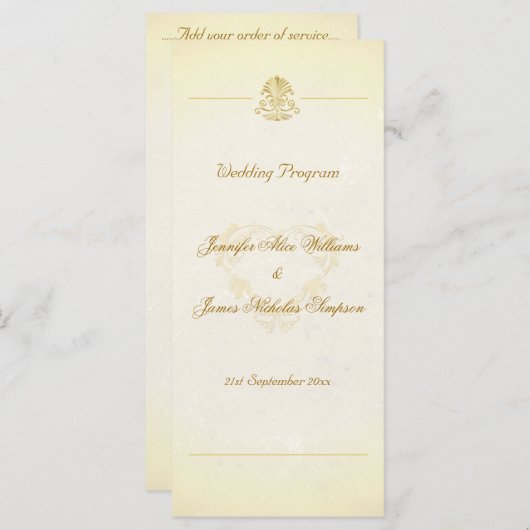 Trouwprogramma  perkament papier stijl programma (Voorkant / Achterkant)