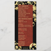 Trouwprogramma - Rood & Goud Textuur Bloemen Programma (Achterkant)