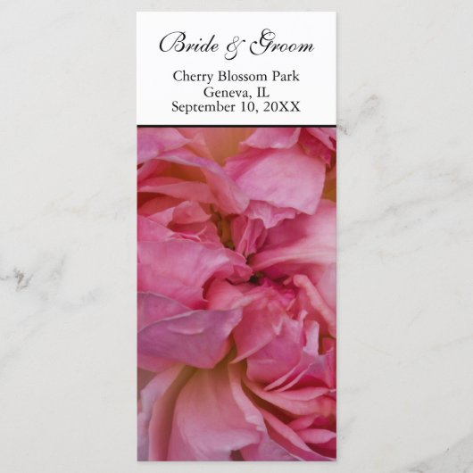 Trouwprogramma - Roze Rose Kaart (Voorkant)