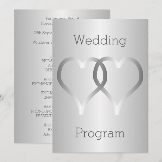 Trouwprogramma Silver Hearts Programma (Voorkant / Achterkant)