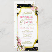 Trouwprogramma | Strepen, Rozen, gouden Confetti Programma (Voorkant / Achterkant)