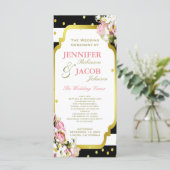 Trouwprogramma | Strepen, Rozen, gouden Confetti Programma (Staand voorkant)