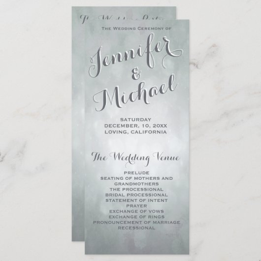 Trouwprogramma | Subtiele zilveren highlights Programma (Voorkant / Achterkant)