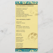 Trouwprogramma - Turquoise & Gouden Shimmer Bloeme Programma (Achterkant)