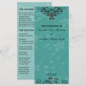 Trouwprogramma - Turquoise kroonluchter Bloemen Programma (Voorkant / Achterkant)