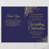 Trouwprogramma & Uitnodiging Combo Navy & Goud DIY (Voorkant)