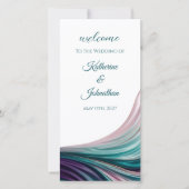 Trouwprogramma van zijde in Teal & Blush (Voorkant)