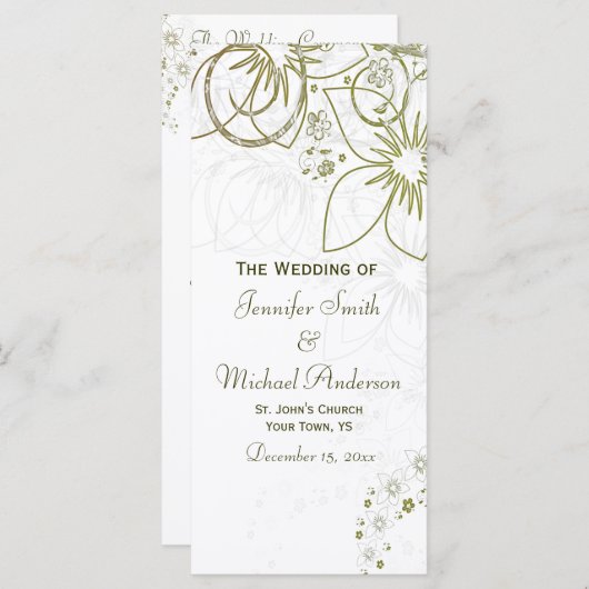 Trouwprogramma voor Green en Gold Simple Wedding Programma (Voorkant / Achterkant)