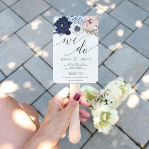 Trouwprogramma-waaier in Navy Blooms Handwaaier