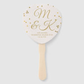 Trouwprogramma-waaier van Blush Goud Confetti Handwaaier (Voorkant)