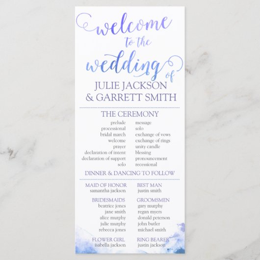 Trouwprogramma - Waterverf US Wedding Program Programma (Voorkant)