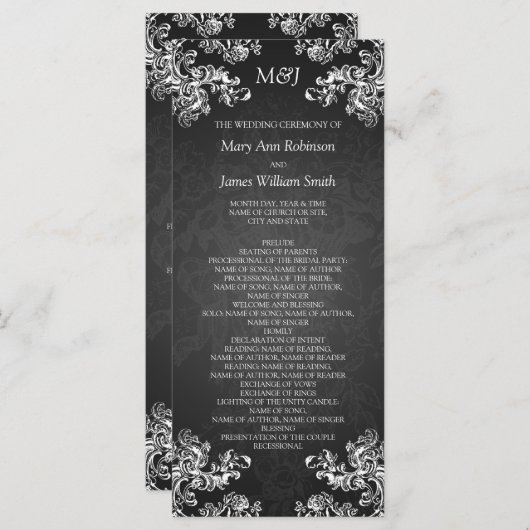 Trouwprogramma  wervelingen 2 zwart programma (Voorkant / Achterkant)