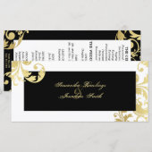 Trouwprogramma - Zwart Wit Goud Shimmer Bloemen Programma (Voorkant / Achterkant)