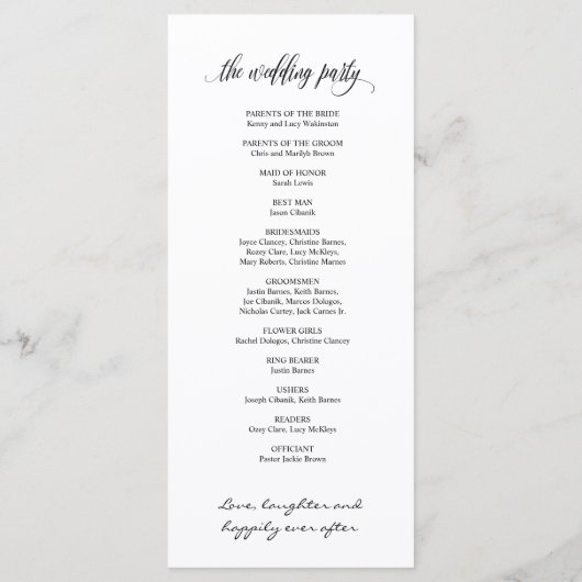 Trouwprogrammakaart in modern ontwerp v3 programma (Achterkant)