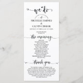 Trouwprogrammakaart in rustiek kalligrafiethema programma (Voorkant)