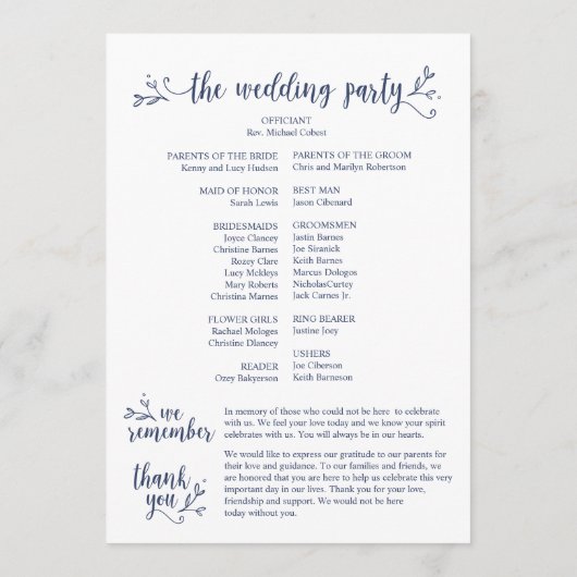 Trouwprogrammakaart rustiek thema TED418A_1 Programma (Achterkant)