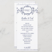 Trouwprogramma's - Elegant Navy Blue Vines Programma (Voorkant / Achterkant)