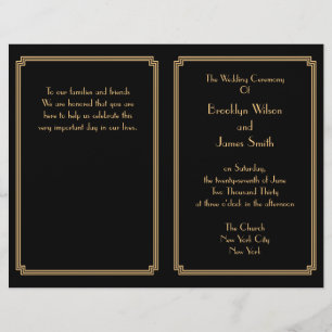 Trouwprogramma's in Art Deco-stijl met zwart en go