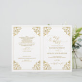 Trouwprogramma's Vintage Elegante Calligrafie-Goud (Staand voorkant)