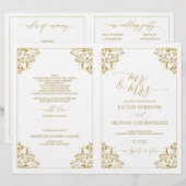 Trouwprogramma's Vintage Elegante Calligrafie-Goud (Voorkant / Achterkant)