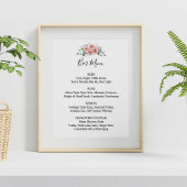 Trouwreceptie Bar Menu Roze Bloemenscript Poster
