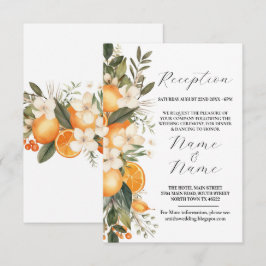 Trouwreceptie Bloemen Zomerfruit Sinaasappel Informatiekaartje