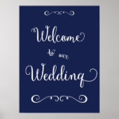 Trouwreceptie bord Navy Blauw Print 45x60 cm (Voorkant)