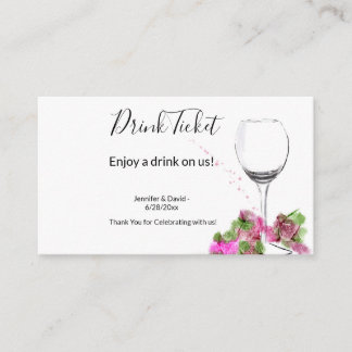 Trouwreceptie Drink Ticket Informatiekaartje