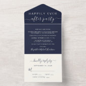 Trouwreceptie 'Happily Ever After' in marineblauw All In One Uitnodiging (Binnen)