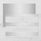 Trouwreceptie | Lichtgevende Zilveren Strepen Informatiekaartje (Voorkant / Achterkant)